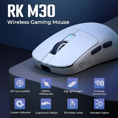 Picture of Royal Kludge M30 (Multi Mode) White Blue Gaming Mouse