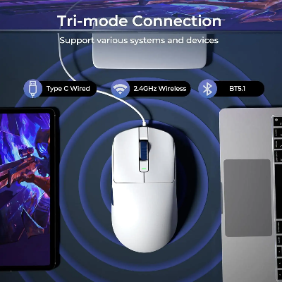 Picture of Royal Kludge M30 (Multi Mode) White Blue Gaming Mouse
