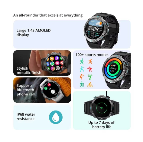 Picture of COLMI M42 Black Amoled Bluetooth Calling Smart Watch