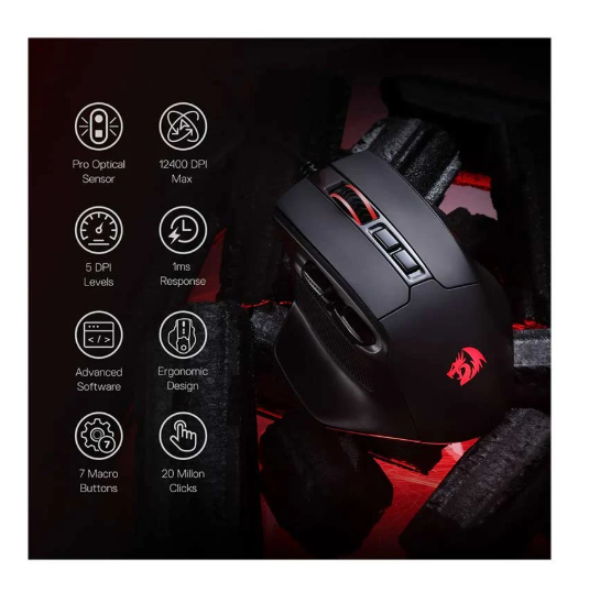 Picture of Redragon Bullseye M806 RGB Wired Black Programmable Gaming Mouse