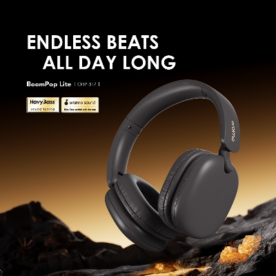 Picture of Oraimo BoomPop Lite Bluetooth Speed Black Over-Ear Headphone #OHP-317