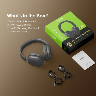 Picture of Oraimo BoomPop Lite Bluetooth Speed Black Over-Ear Headphone #OHP-317