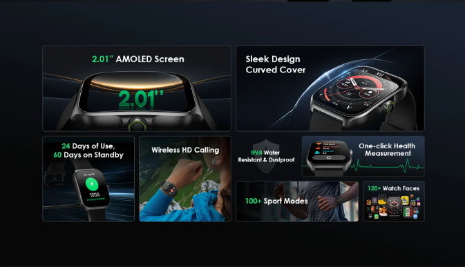 Picture of Oraimo Watch Nova AM OSW-812 Amoled LightChrome Bluetooth Calling Smart Watch (OSW-812