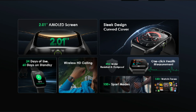 Picture of Oraimo Watch Nova AM OSW-812 Amoled LightChrome Bluetooth Calling Smart Watch (OSW-812