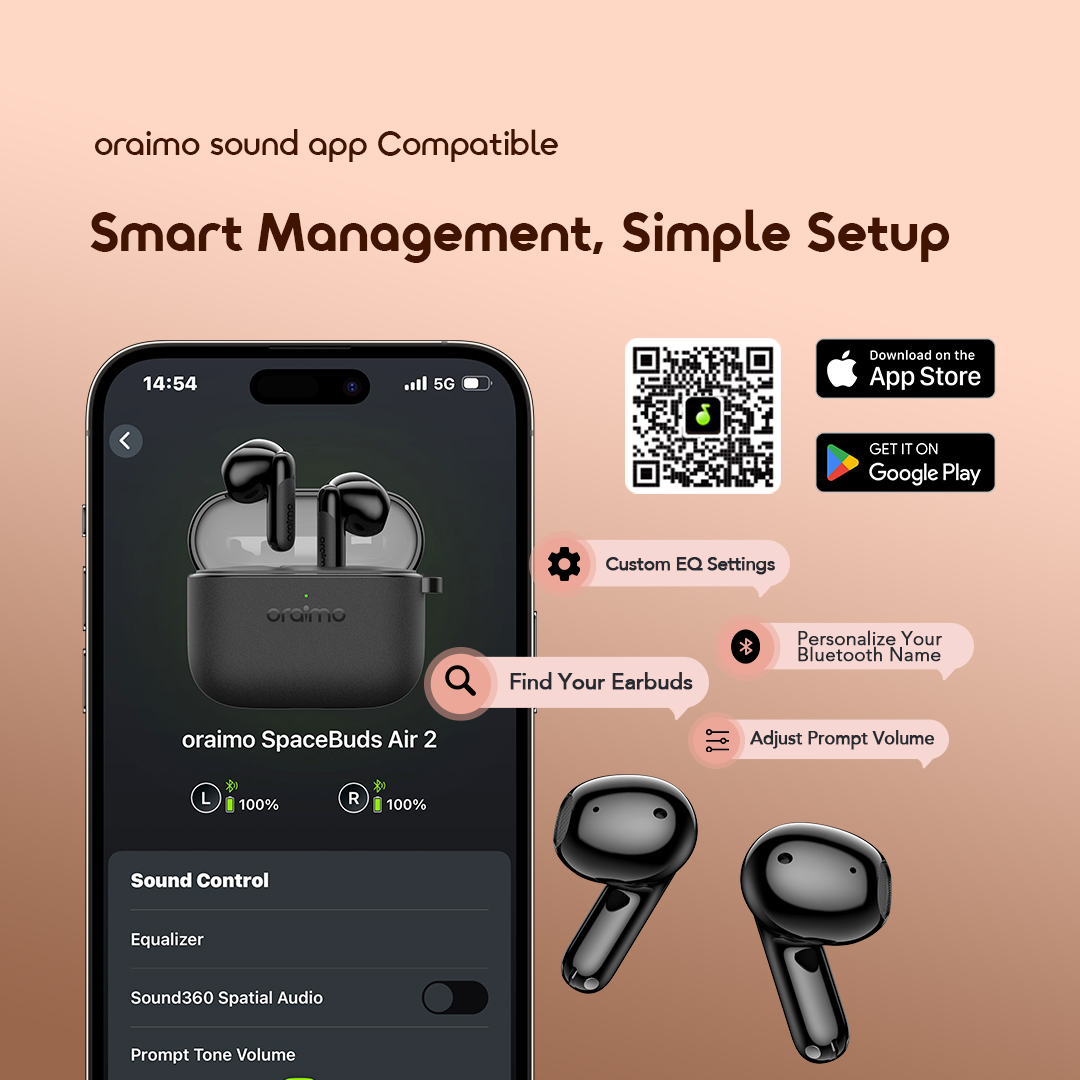 Picture of oraimo SpaceBuds Air 2 50H Long Battery Life Earbuds with Smart Translation (OTW-325S)