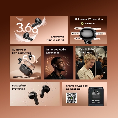Picture of oraimo SpaceBuds Air 2 50H Long Battery Life Earbuds with Smart Translation (OTW-325S)