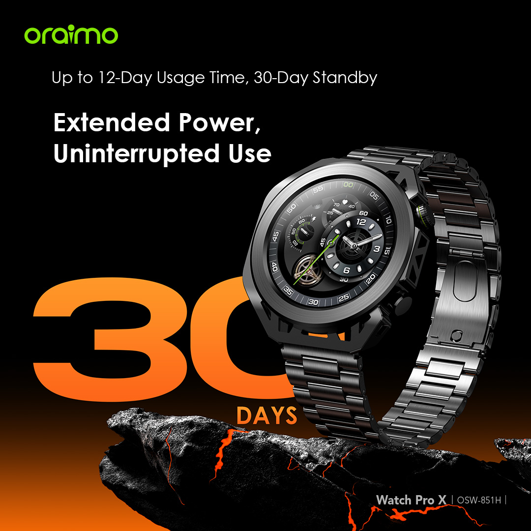 Picture of oraimo Watch Pro X 1.43'' Amoled IP68 Smart Watch with 2 Replaceable Watch Cases & Straps (OSW-851H)