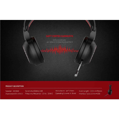 Picture of Havit HV-H2239D 3.5mm Audio Jack+USB Black-Red Gaming Headphone
