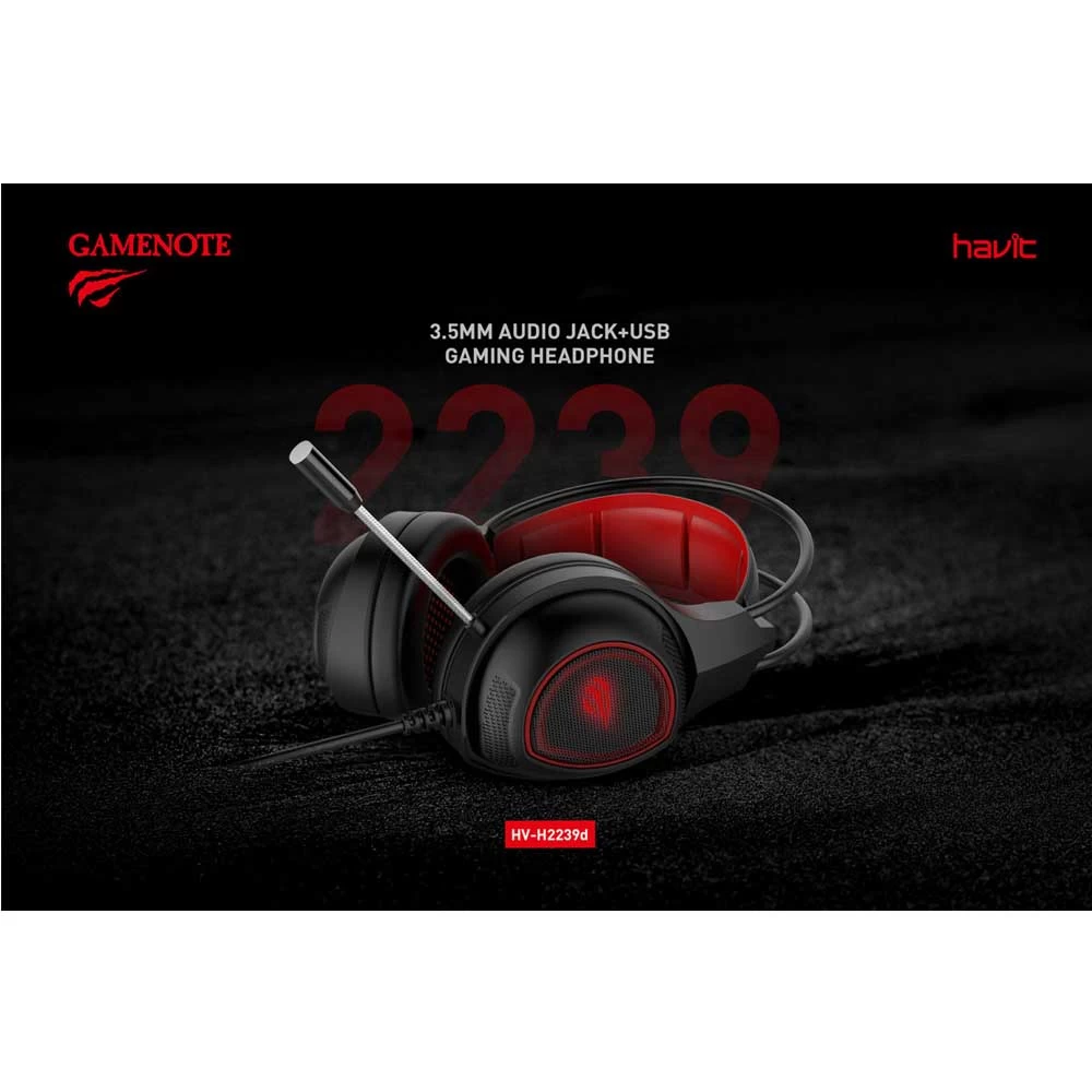 Picture of Havit HV-H2239D 3.5mm Audio Jack+USB Black-Red Gaming Headphone