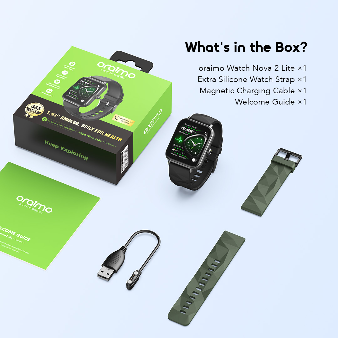 Picture of oraimo Watch Nova 2 Lite 1.93'' AMOLED Full Touch Color Screen Smart Watch ( OSW-814L)