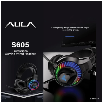 Picture of AULA S605 Wired Double Port Black Over-Ear Gaming Headphone