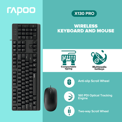 Picture of Rapoo X130 Pro Wired Black Keyboard & Mouse Combo with Bangla