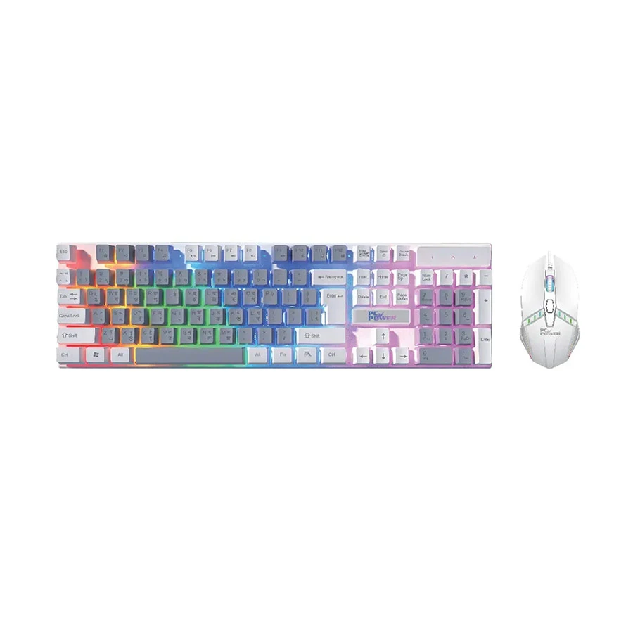 Picture of Pc Power KM02W Wired White & Gray Gaming Keyboard & Mouse Combo with Bangla