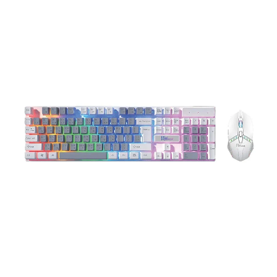 Picture of Pc Power KM02W Wired White & Gray Gaming Keyboard & Mouse Combo with Bangla