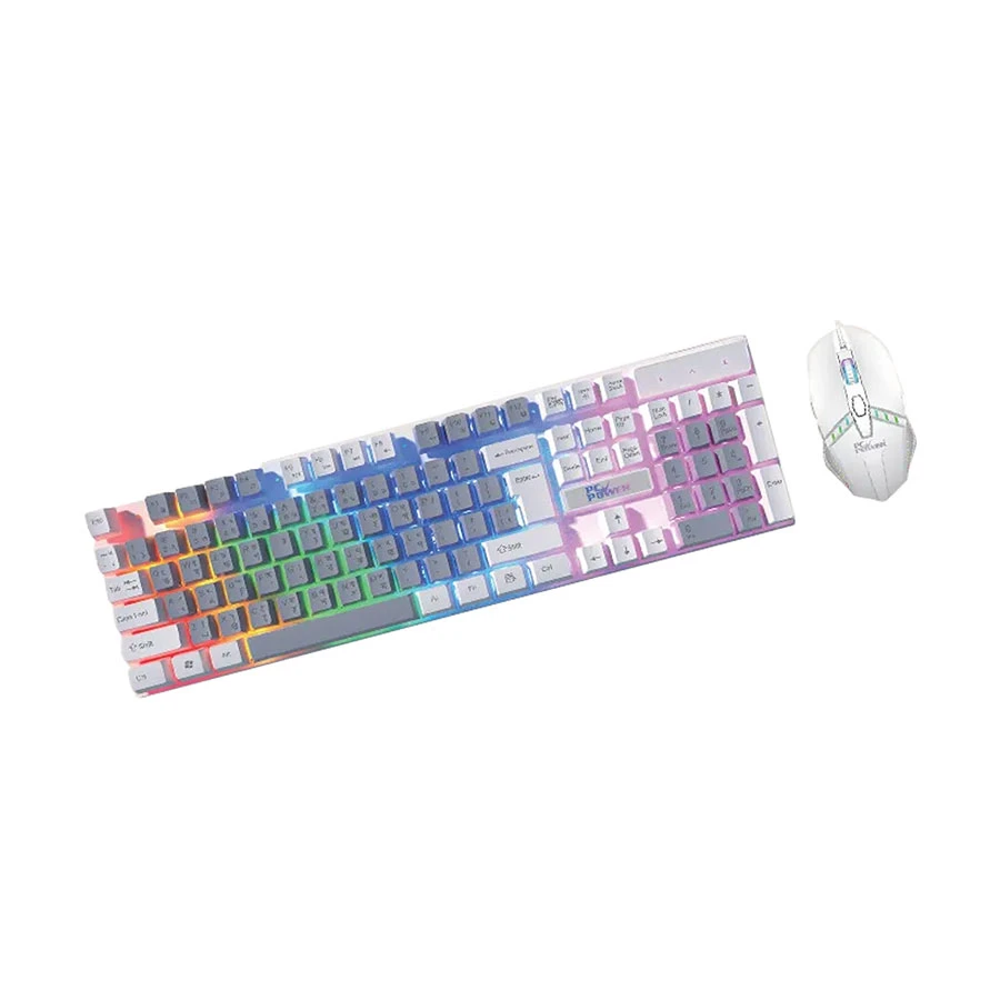 Picture of Pc Power KM02W Wired White & Gray Gaming Keyboard & Mouse Combo with Bangla