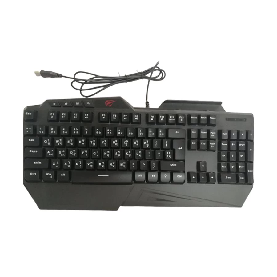 Picture of Havit KB488L USB Multi-Function Backlit Black Gaming Keyboard with Bangla