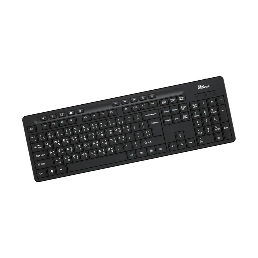 Picture of Pc Power 602 Wired Black Standard Office Keyboard with Bangla