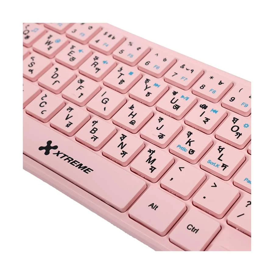 Picture of Xtreme K911C Pink Wireless Keyboard & Mouse Combo with Bangla