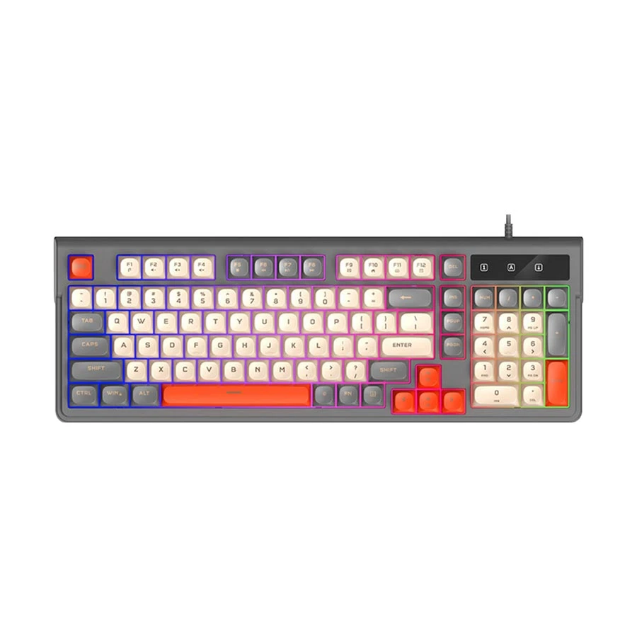 Picture of T-WOLF T13 Wired Gray (Cream+Black+Orange Key) Gaming Keyboard
