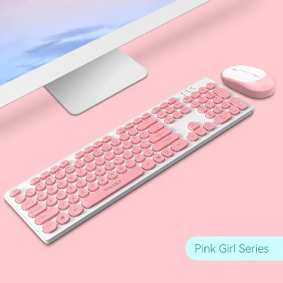 Picture of T-WOLF TF770 Pink Wireless Keyboard & Mouse Combo