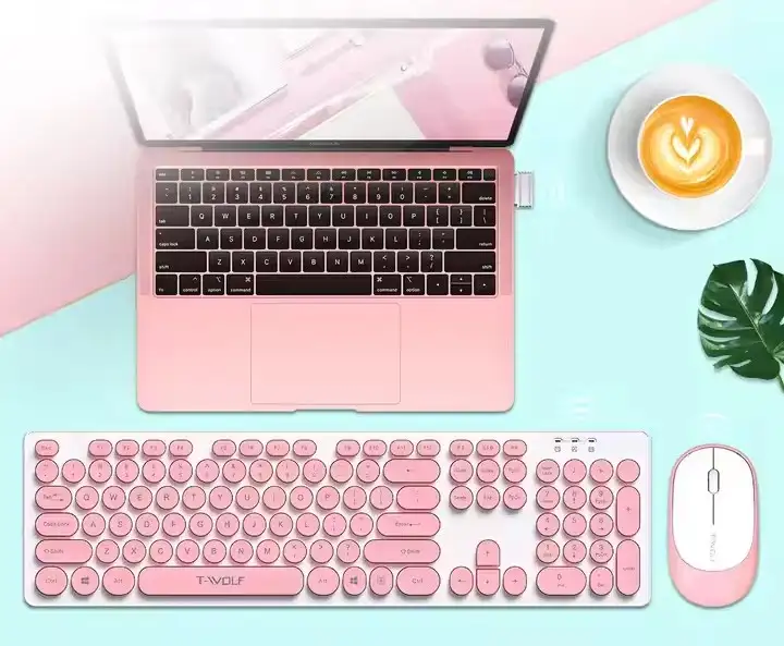 Picture of T-WOLF TF770 Pink Wireless Keyboard & Mouse Combo