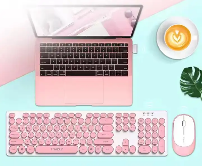 Picture of T-WOLF TF770 Pink Wireless Keyboard & Mouse Combo
