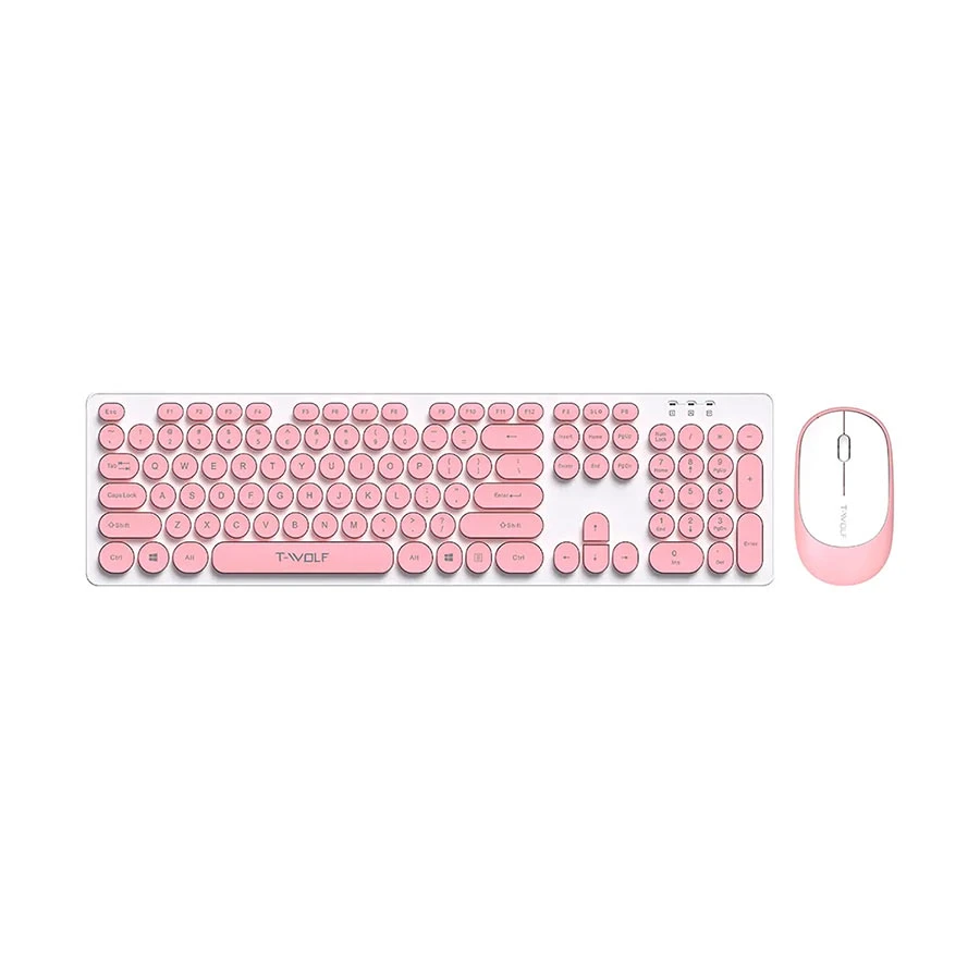 Picture of T-WOLF TF770 Pink Wireless Keyboard & Mouse Combo
