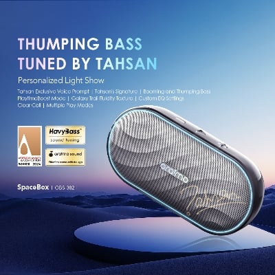Picture of oraimo SpaceBox 8W FM Wireless Speaker Oraimo Wireless Speaker ( OBS-382 ) Oraimo SpaceBox RGB Space Grey Portable Bluetooth Speaker #OBS-382