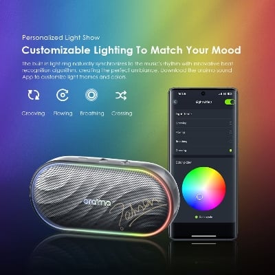 Picture of oraimo SpaceBox 8W FM Wireless Speaker Oraimo Wireless Speaker ( OBS-382 ) Oraimo SpaceBox RGB Space Grey Portable Bluetooth Speaker #OBS-382