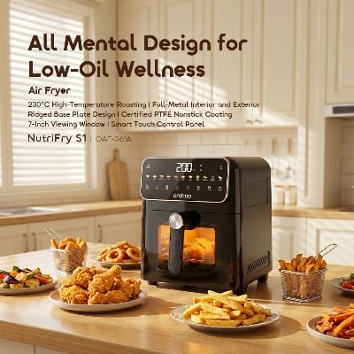 Picture of Oraimo NutriFry S1 Ultra 1500W 6L Air fryer ( OAF-261A )- GRAPHITBLACK