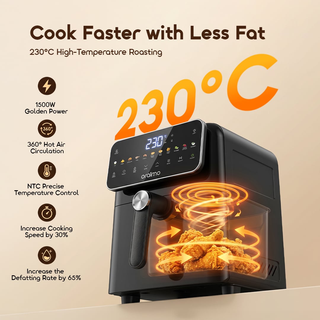 Picture of Oraimo NutriFry S1 Ultra 1500W 6L Air fryer ( OAF-261A )- GRAPHITBLACK