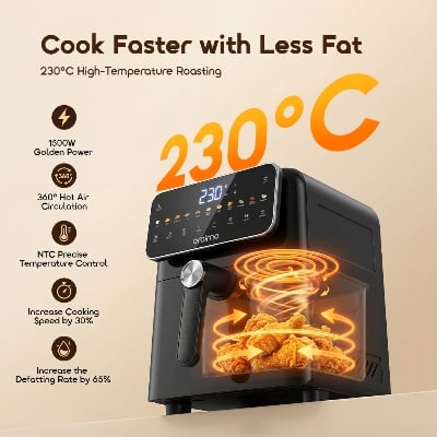 Picture of Oraimo NutriFry S1 Ultra 1500W 6L Air fryer ( OAF-261A )- GRAPHITBLACK