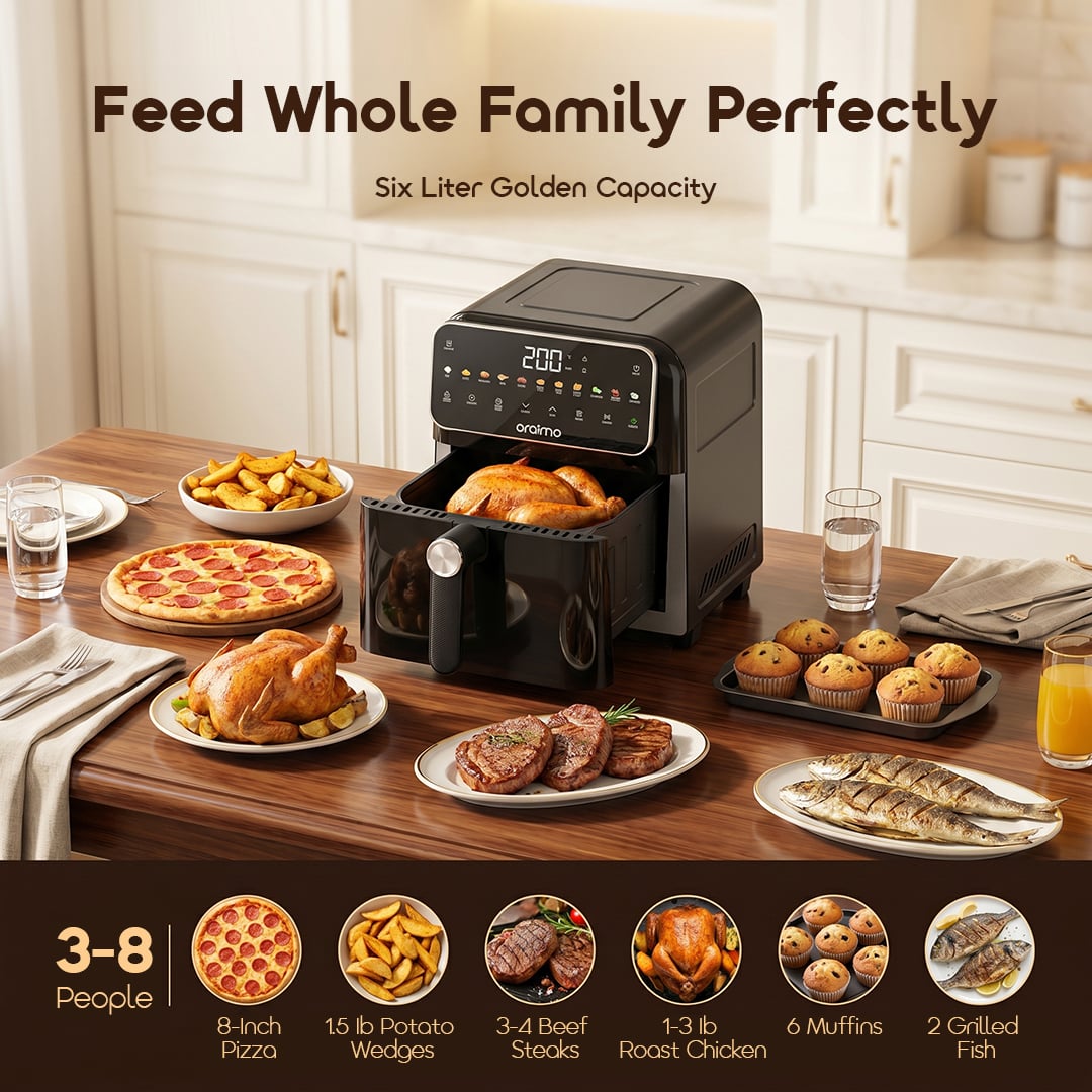Picture of Oraimo NutriFry S1 Ultra 1500W 6L Air fryer ( OAF-261A )- GRAPHITBLACK