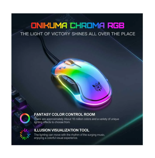 Picture of ONIKUMA CW925 RGB Wired Black Transparent Gaming Mouse