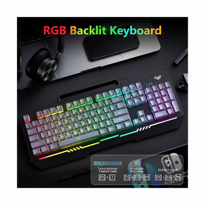Picture of AULA T102 Rainbow Backlight Black-Gray Wired Keyboard & Mouse Combo