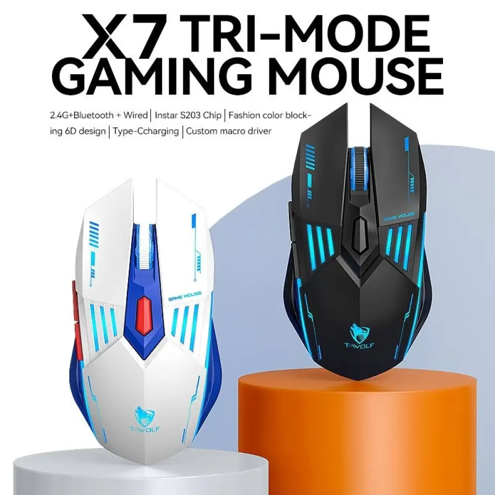 Picture of T-WOLF X7 RGB (Multi Mode) Black Gaming Mouse
