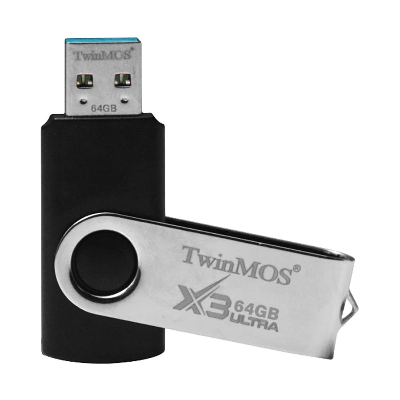 Picture of TwinMOS X3 Ultra 64GB USB 3.2 Black-Silver Pen Drive