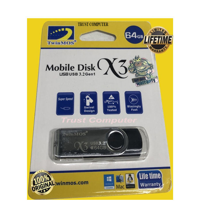 Picture of TwinMOS X3 Ultra 64GB USB 3.2 Black-Silver Pen Drive