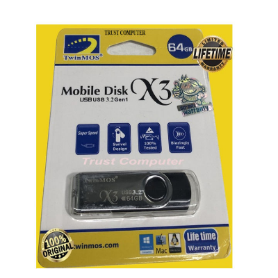 Picture of TwinMOS X3 Ultra 64GB USB 3.2 Black-Silver Pen Drive