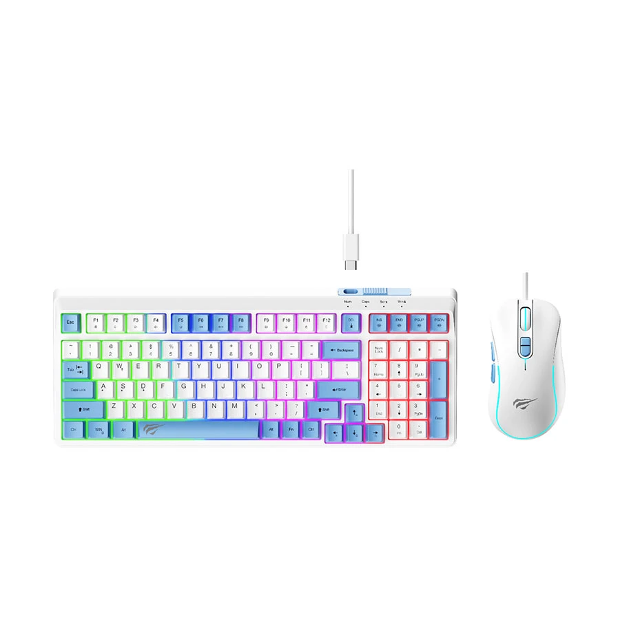 Picture of Havit KB891CM Wired Rainbow Backlit White & Blue Gaming Keyboard & Mouse Combo