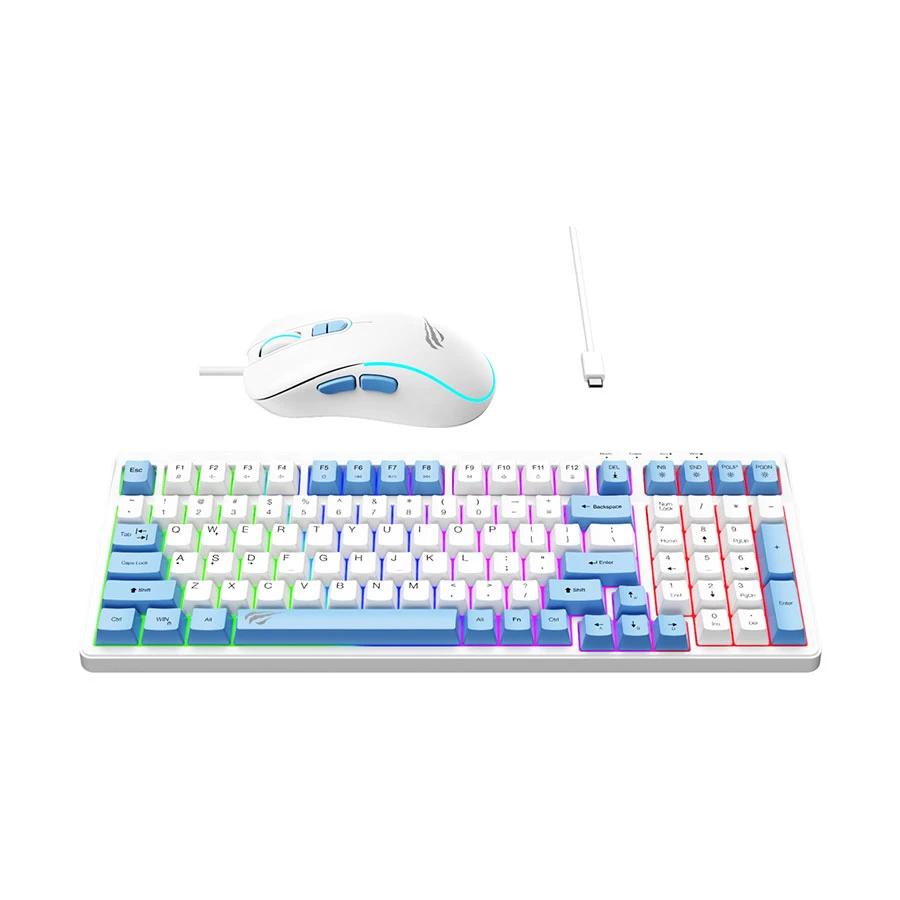 Picture of Havit KB891CM Wired Rainbow Backlit White & Blue Gaming Keyboard & Mouse Combo