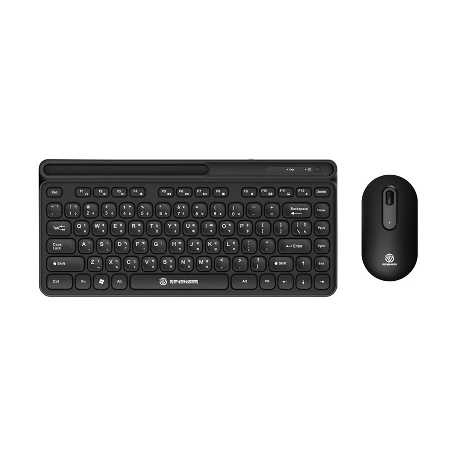 Picture of Revenger RKM-24W Mini Black Wireless Keyboard & Mouse Combo with Bangla & Tablet Holder