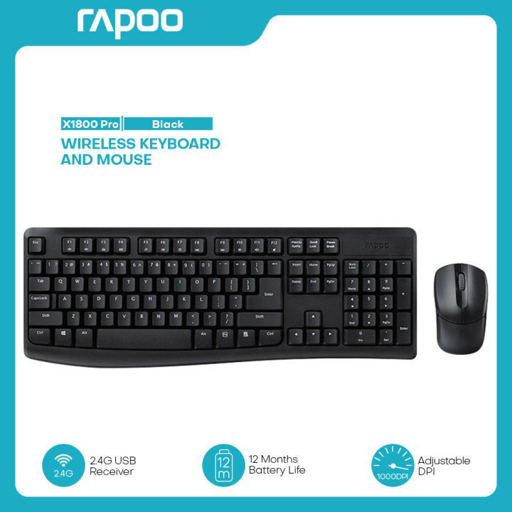 Picture of Rapoo X1800 PRO Wireless Black Multimedia Bangla Keyboard & Mouse
