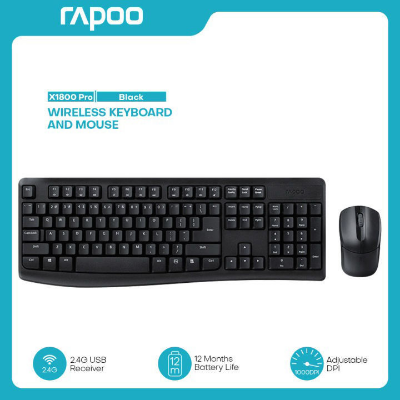 Picture of Rapoo X1800 PRO Wireless Black Multimedia Bangla Keyboard & Mouse