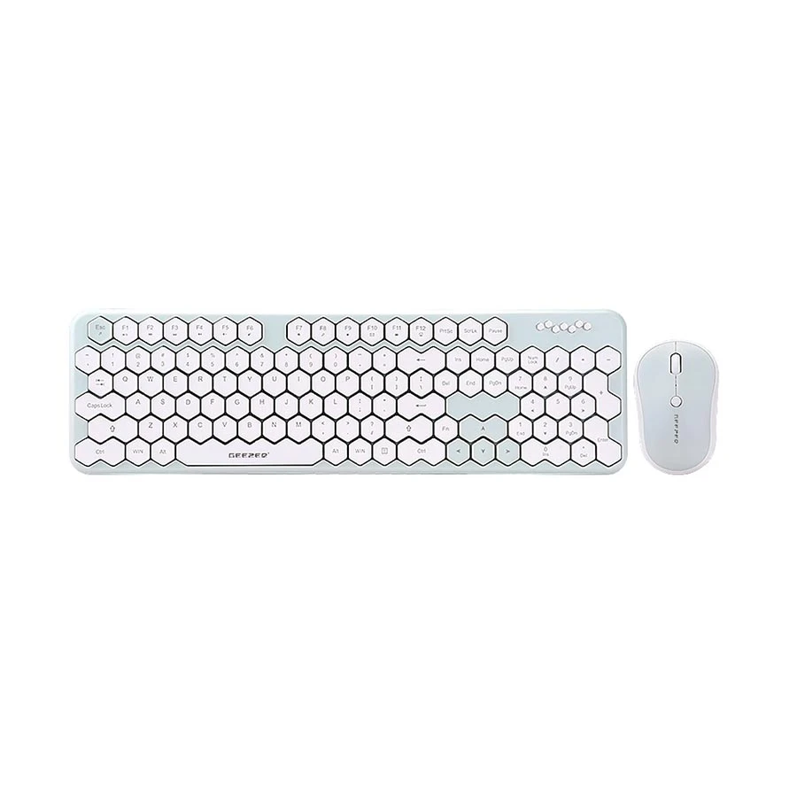 Picture of GEEZER Honey S White & Green Wireless Keyboard & Mouse Combo