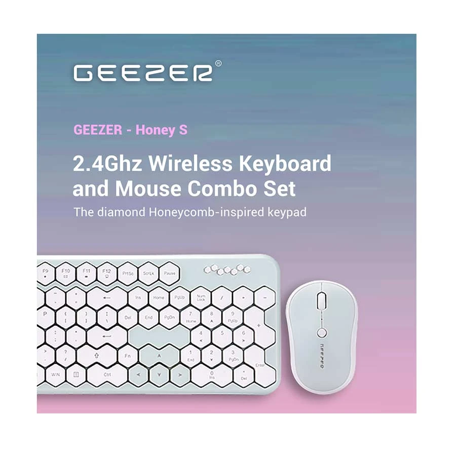Picture of GEEZER Honey S White & Green Wireless Keyboard & Mouse Combo