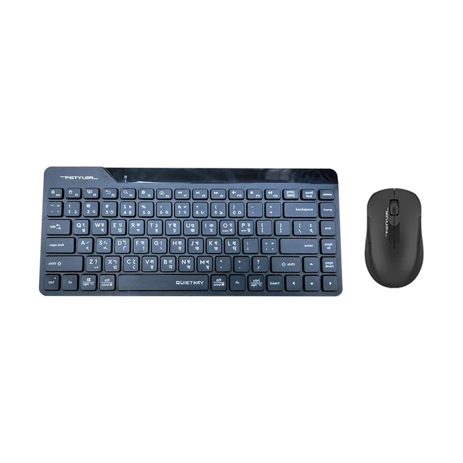 Picture of A4TECH FG2200 Air2 Fstyler Black Wireless Silent Keyboard & Mouse Combo with Bangla