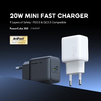Picture of Oraimo PowerCube 202 EU 20W Fast Charger With Type-C to Lightening Cable (OCW-5202-ECL
