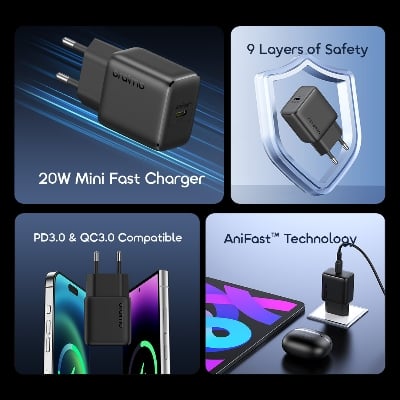 Picture of Oraimo PowerCube 202 EU 20W Fast Charger With Type-C to Lightening Cable (OCW-5202-ECL