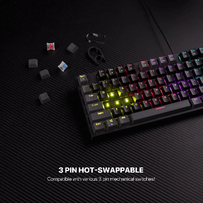 Picture of Fantech Atom87 MK876v2 Wired RGB (Blue Switch) Black Sumi Edition Mechanical Gaming Keyboard